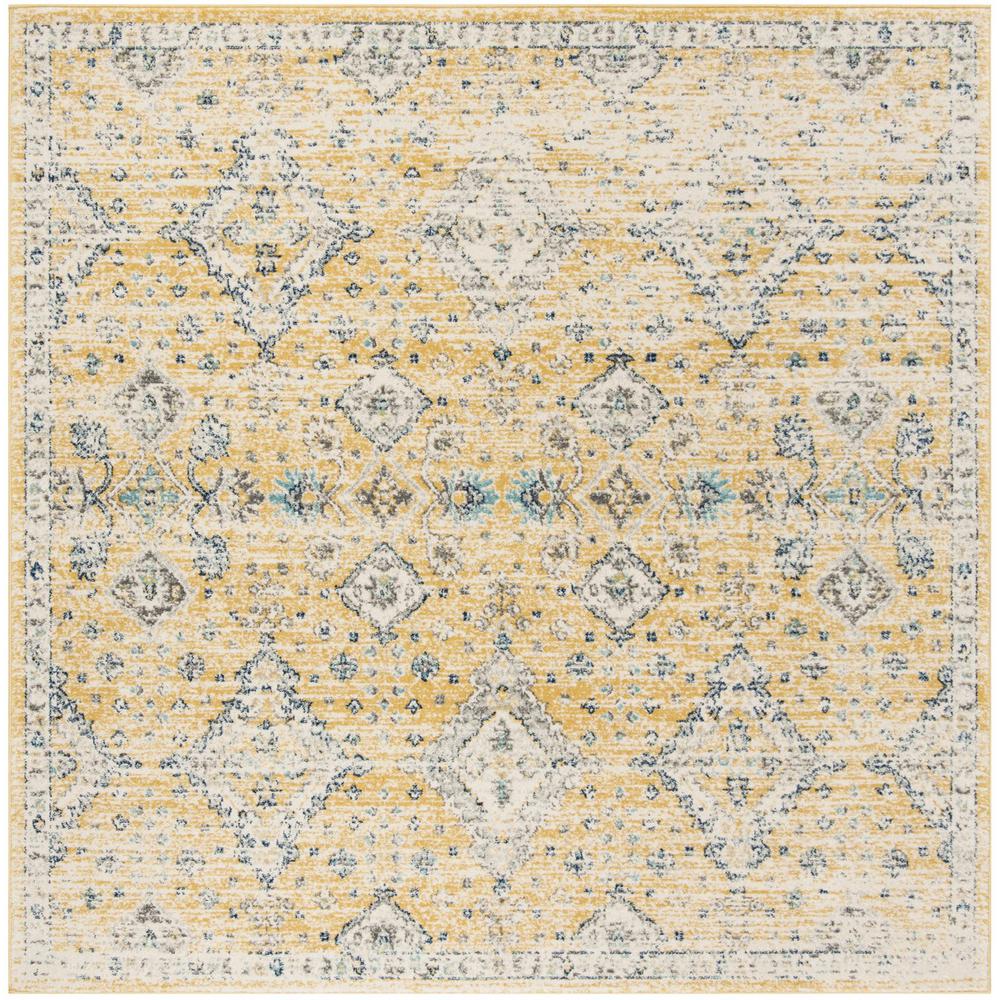 EVOKE, GOLD / IVORY, 6'-7" X 6'-7" Square, Area Rug, EVK224B-7SQ. Picture 1