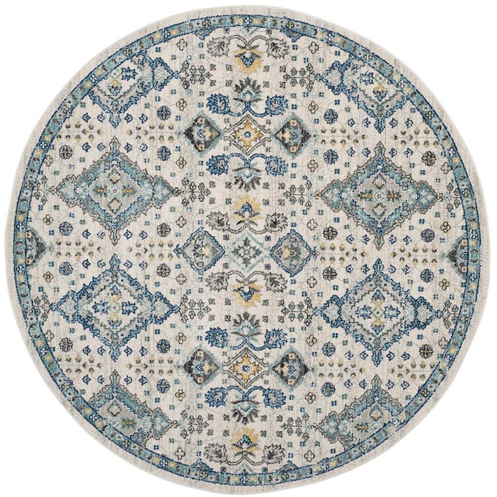 EVOKE, IVORY / LIGHT BLUE, 6'-7" X 6'-7" Round, Area Rug, EVK224C-7R. Picture 1