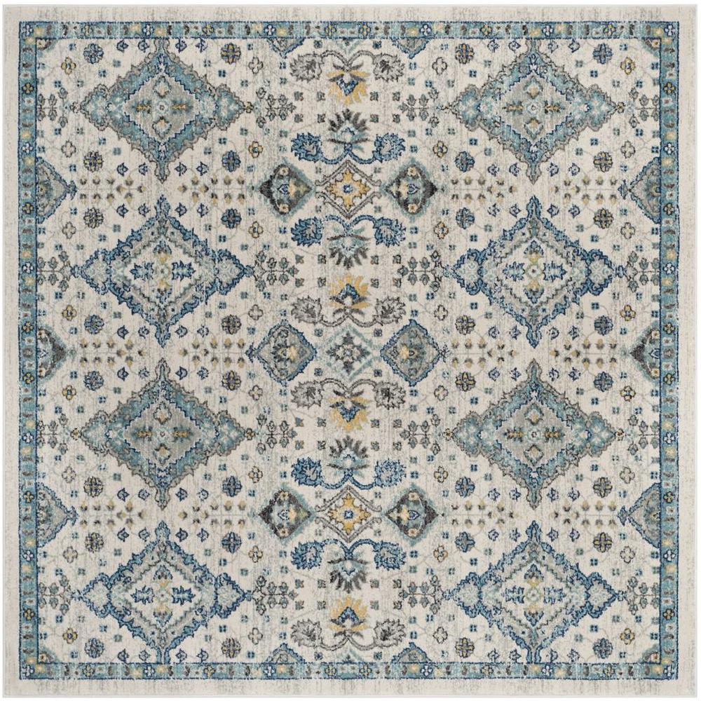 EVOKE, IVORY / LIGHT BLUE, 6'-7" X 6'-7" Square, Area Rug, EVK224C-7SQ. Picture 1
