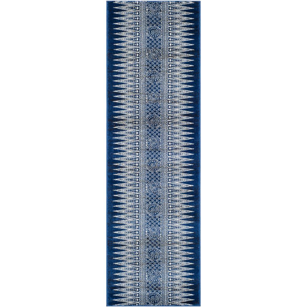 EVOKE, ROYAL / IVORY, 2'-2" X 11', Area Rug, EVK226A-211. Picture 1