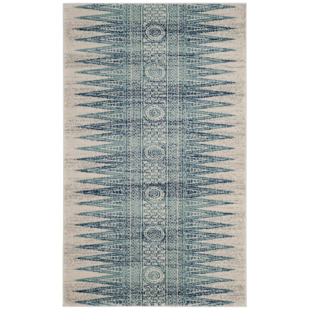 EVOKE, IVORY / TURQUOISE, 2'-2" X 4', Area Rug. Picture 1