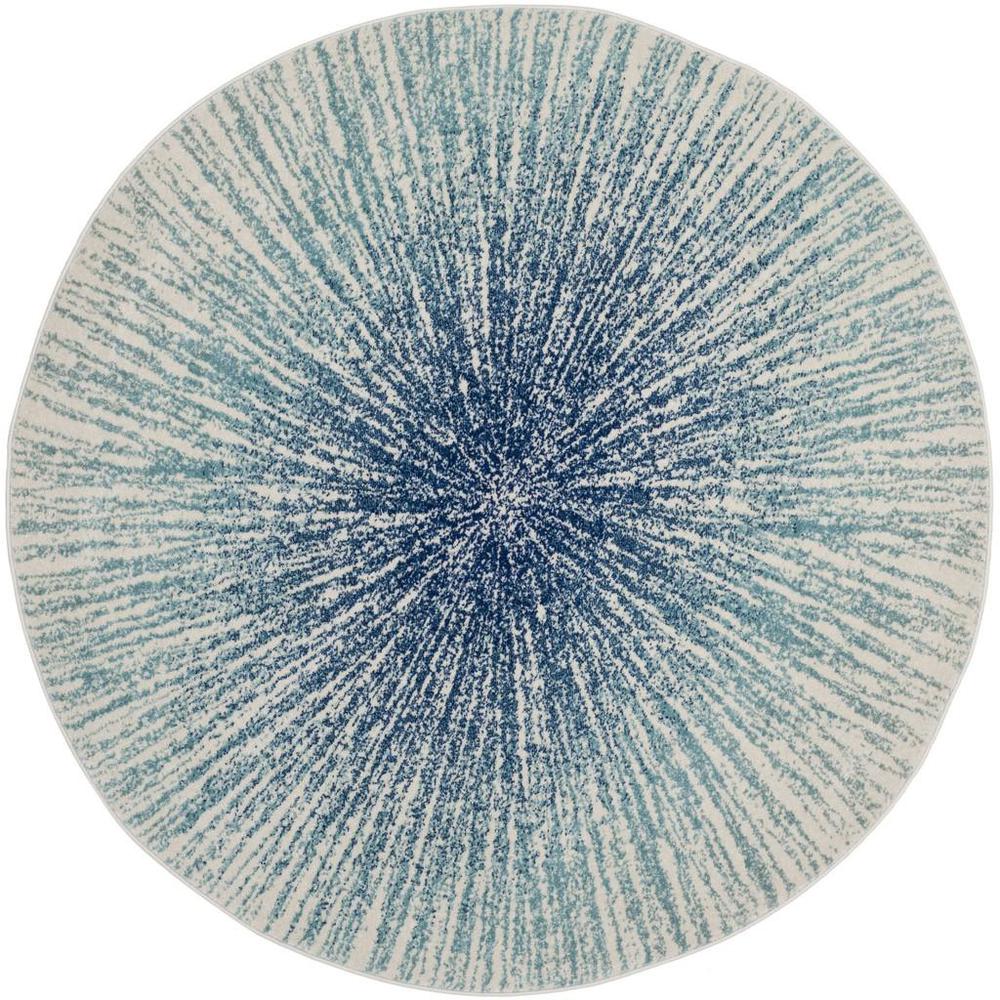 EVOKE, ROYAL / IVORY, 5'-1" X 5'-1" Round, Area Rug, EVK228A-5R. Picture 1