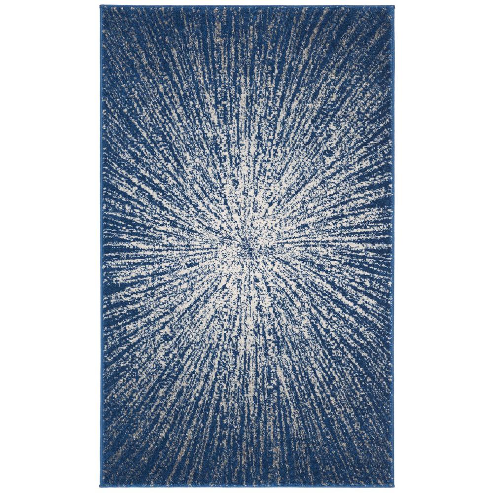 EVOKE, NAVY / IVORY, 2'-2" X 4', Area Rug, EVK228N-24. Picture 1