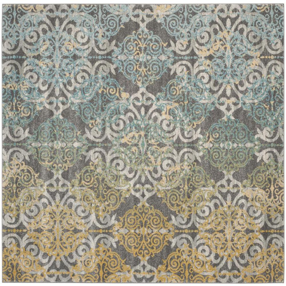 EVOKE, GREY / IVORY, 6'-7" X 6'-7" Square, Area Rug, EVK230D-7SQ. Picture 1