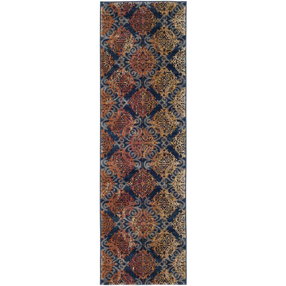 EVOKE, BLUE / ORANGE, 2'-2" X 7', Area Rug, EVK230S-27. Picture 1