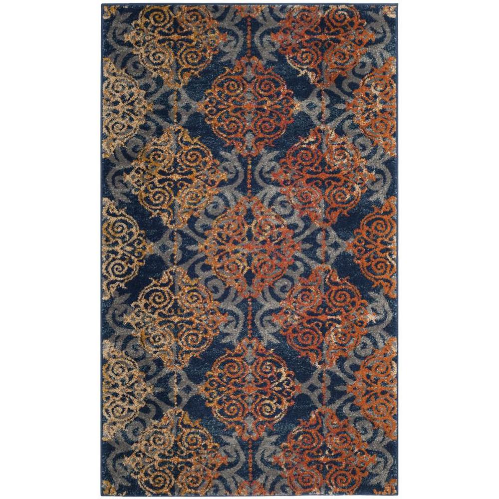 EVOKE, BLUE / ORANGE, 3' X 5', Area Rug, EVK230S-3. Picture 1
