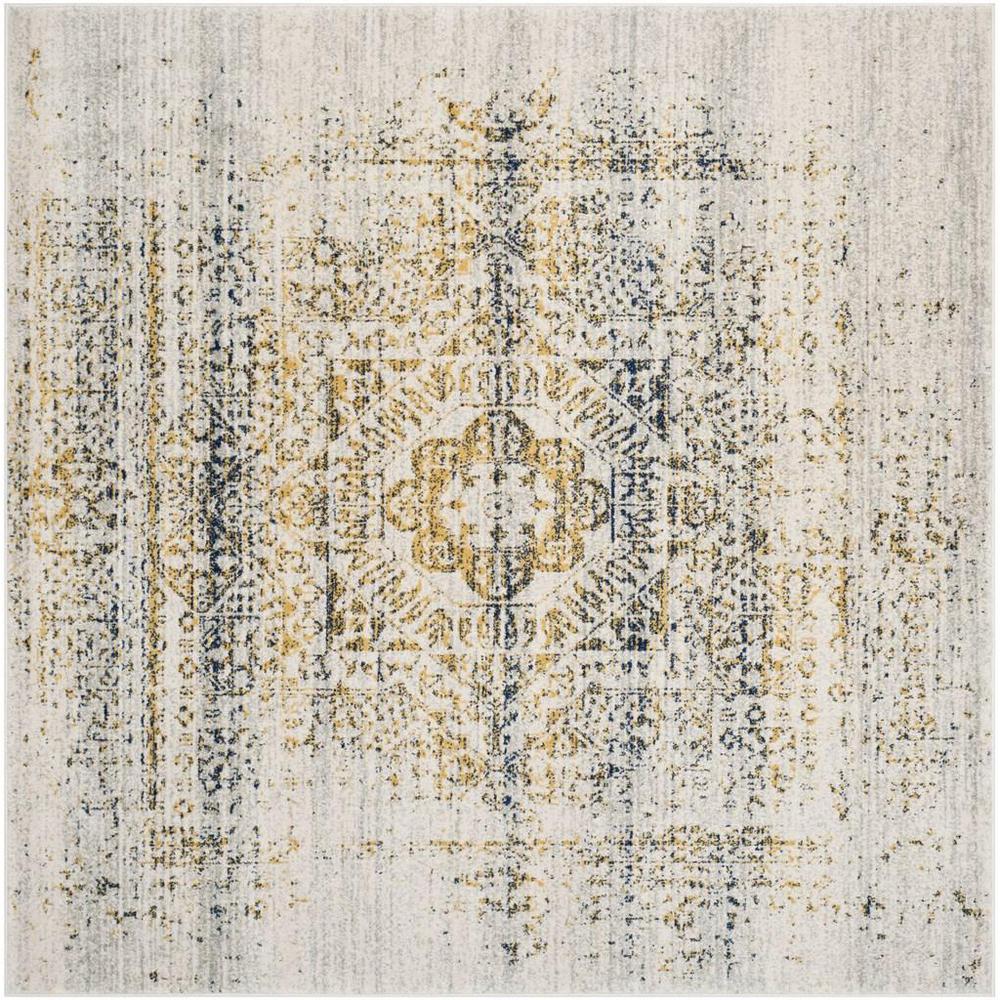EVOKE, IVORY / BLUE, 6'-7" X 6'-7" Square, Area Rug, EVK232C-7SQ. Picture 1