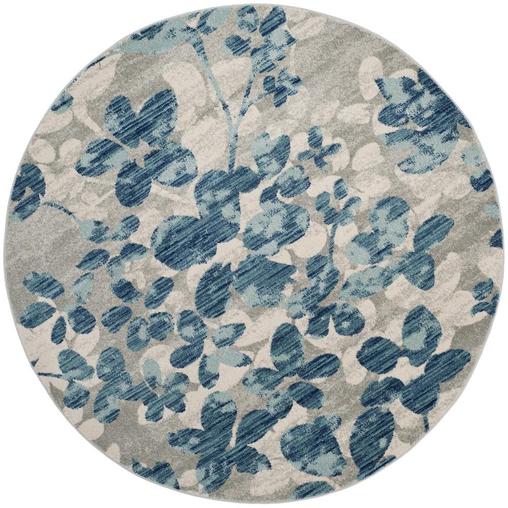 EVOKE, GREY / LIGHT BLUE, 6'-7" X 6'-7" Round, Area Rug. Picture 1