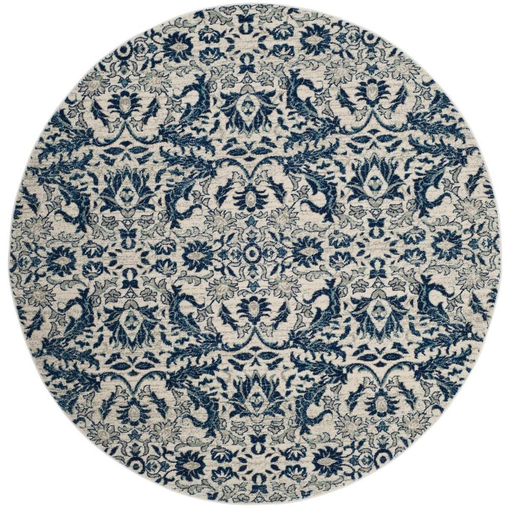 EVOKE, IVORY / BLUE, 6'-7" X 6'-7" Round, Area Rug, EVK238C-7R. Picture 1