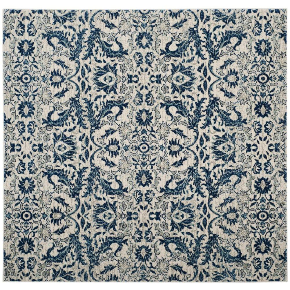 EVOKE, IVORY / BLUE, 6'-7" X 6'-7" Square, Area Rug, EVK238C-7SQ. Picture 1