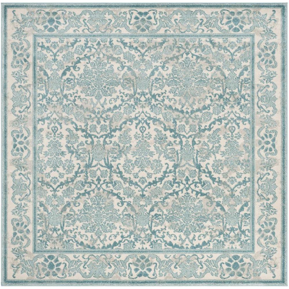 EVOKE, IVORY / LIGHT BLUE, 6'-7" X 6'-7" Square, Area Rug, EVK242C-7SQ. Picture 1