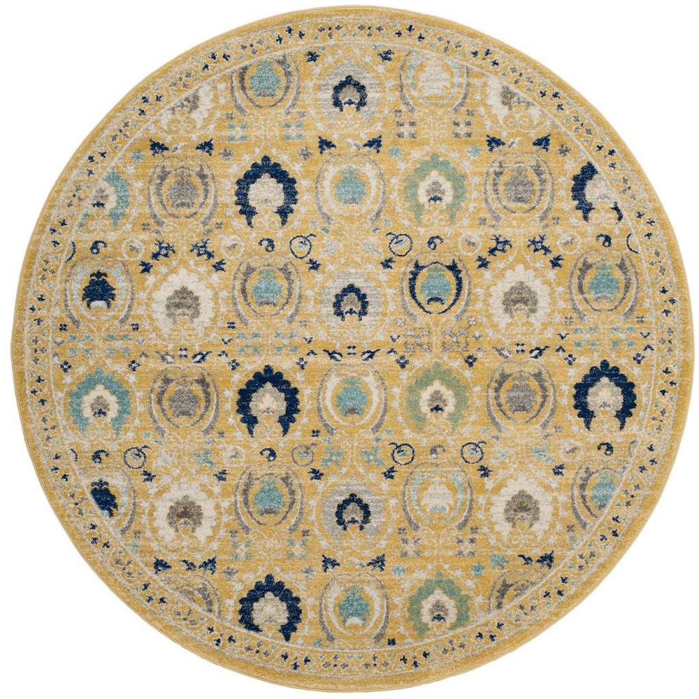 EVOKE, GOLD / IVORY, 6'-7" X 6'-7" Round, Area Rug, EVK251B-7R. Picture 1