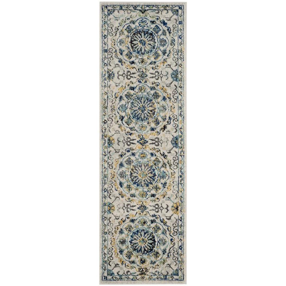 EVOKE, IVORY / BLUE, 2'-2" X 7', Area Rug, EVK252C-27. Picture 1