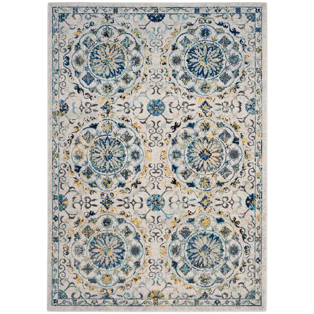 EVOKE, IVORY / BLUE, 6'-7" X 9', Area Rug, EVK252C-6. Picture 1