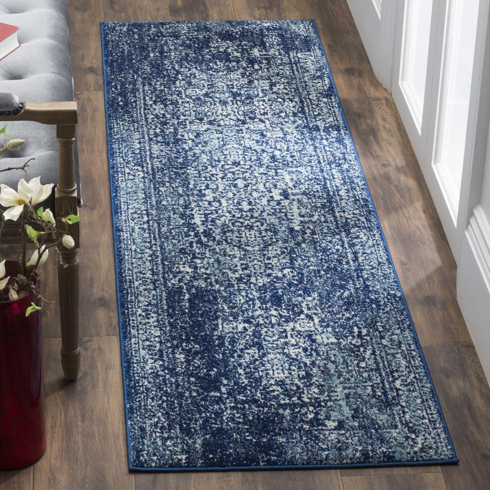 EVOKE, NAVY / IVORY, 2'-2" X 11', Area Rug, EVK256A-211. Picture 1