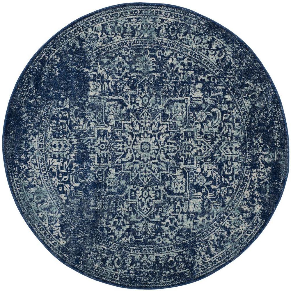 EVOKE, NAVY / IVORY, 6'-7" X 6'-7" Round, Area Rug, EVK256A-7R. Picture 1