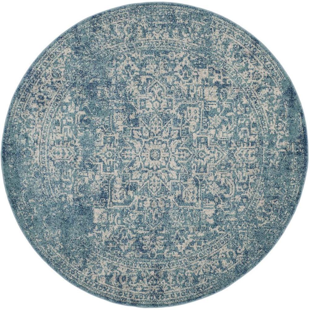 EVOKE, BLUE / IVORY, 6'-7" X 6'-7" Round, Area Rug, EVK256C-7R. Picture 1