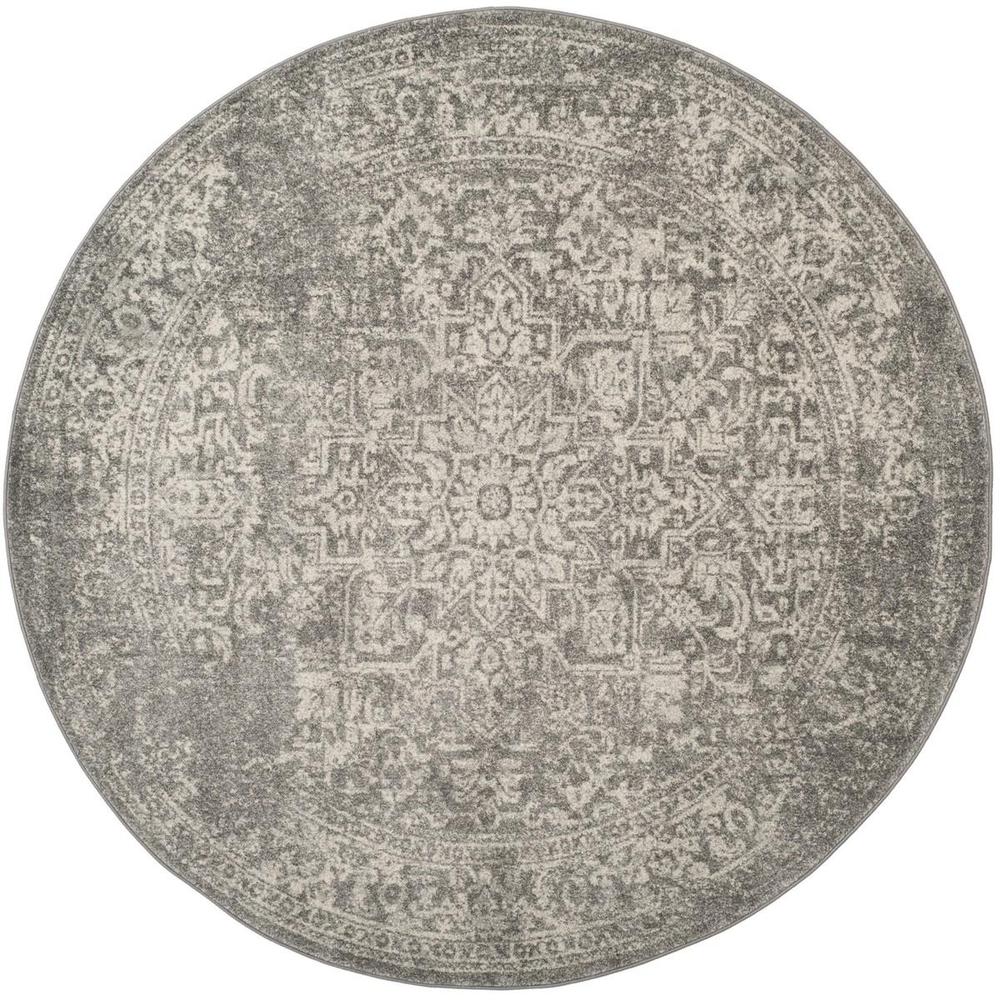 EVOKE, SILVER / IVORY, 6'-7" X 6'-7" Round, Area Rug, EVK256S-7R. Picture 1