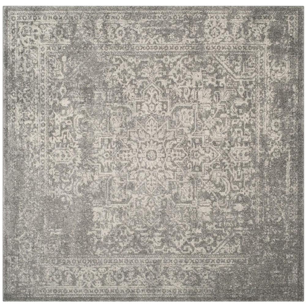 EVOKE, SILVER / IVORY, 5'-1" X 5'-1" Square, Area Rug, EVK256S-5SQ. Picture 1