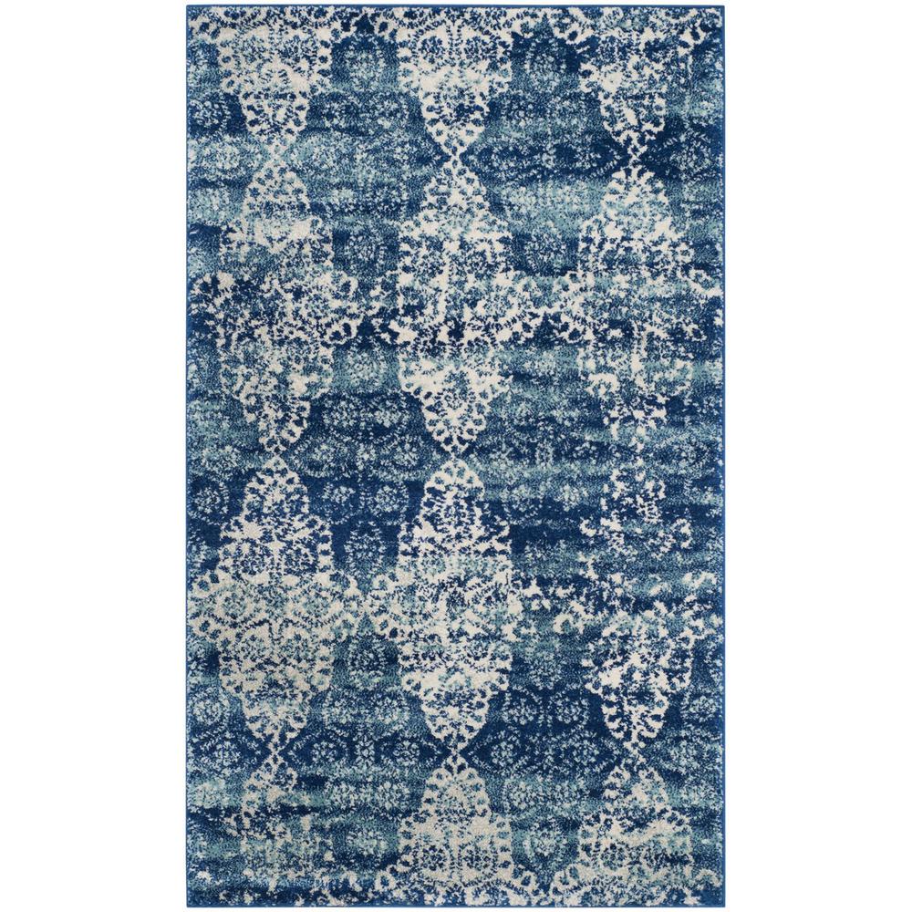 EVOKE, ROYAL / IVORY, 3' X 5', Area Rug, EVK266F-3. Picture 1