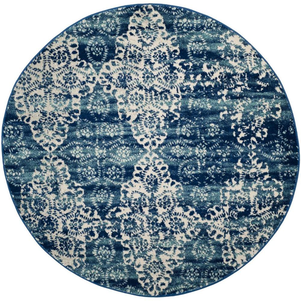 EVOKE, ROYAL / IVORY, 5'-1" X 5'-1" Round, Area Rug, EVK266F-5R. Picture 1