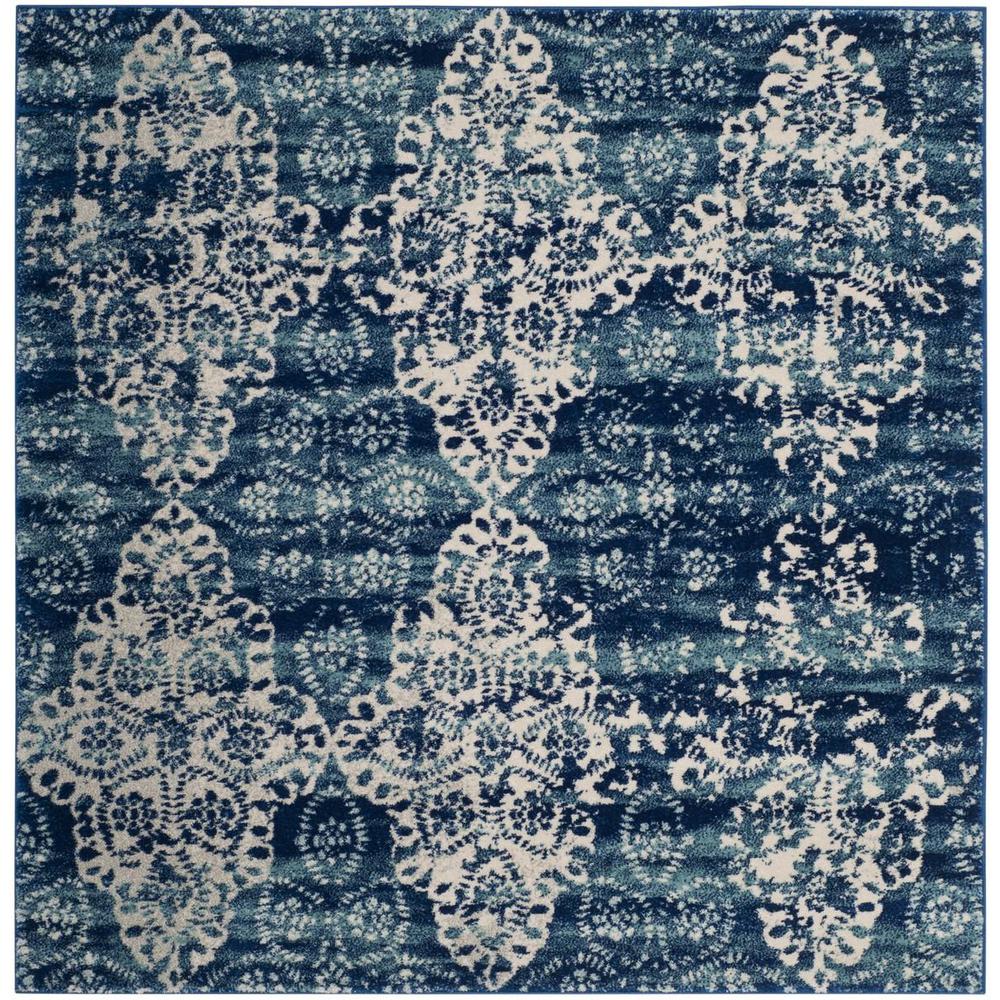 EVOKE, ROYAL / IVORY, 5'-1" X 5'-1" Square, Area Rug, EVK266F-5SQ. Picture 1