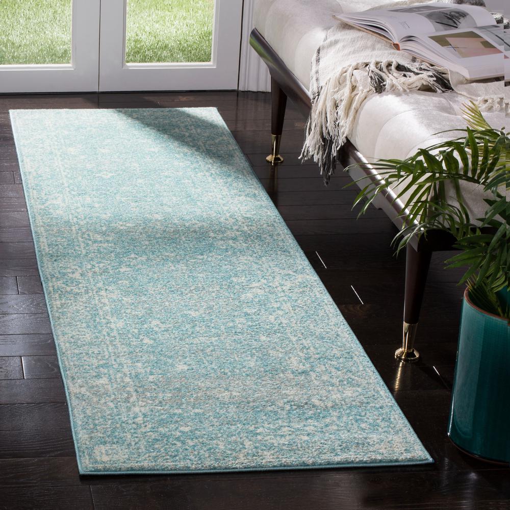 EVOKE, LIGHT BLUE / IVORY, 2'-2" X 7', Area Rug, EVK270D-27. Picture 2