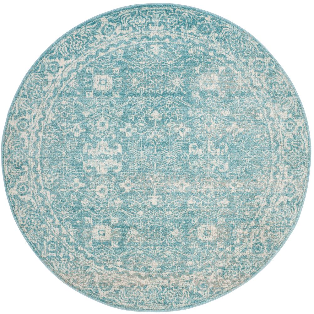 EVOKE, LIGHT BLUE / IVORY, 3' X 3' Round, Area Rug. Picture 1