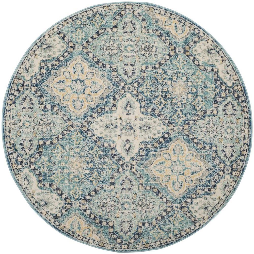 EVOKE, LIGHT BLUE / IVORY, 5'-1" X 5'-1" Round, Area Rug, EVK274C-5R. Picture 1