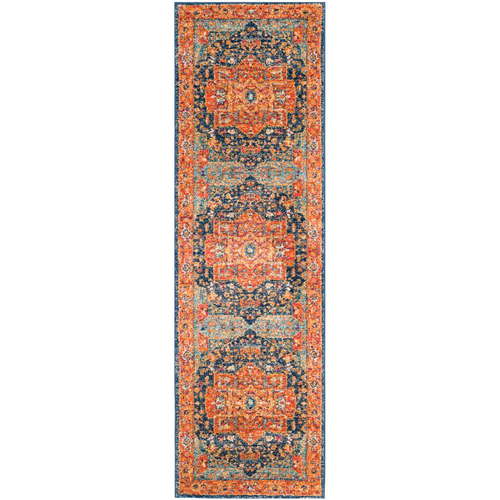 EVOKE, BLUE / ORANGE, 2'-2" X 7', Area Rug, EVK275C-27. Picture 1