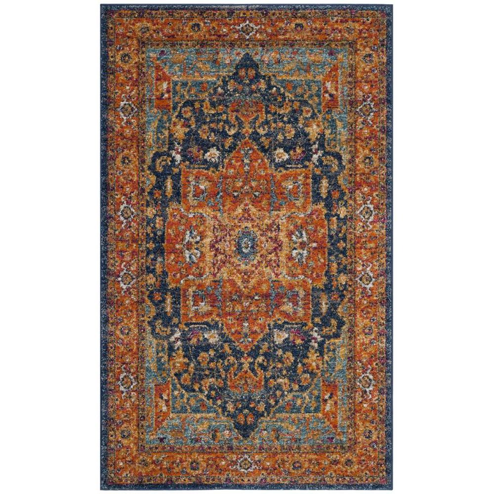 EVOKE, BLUE / ORANGE, 3' X 5', Area Rug, EVK275C-3. Picture 1