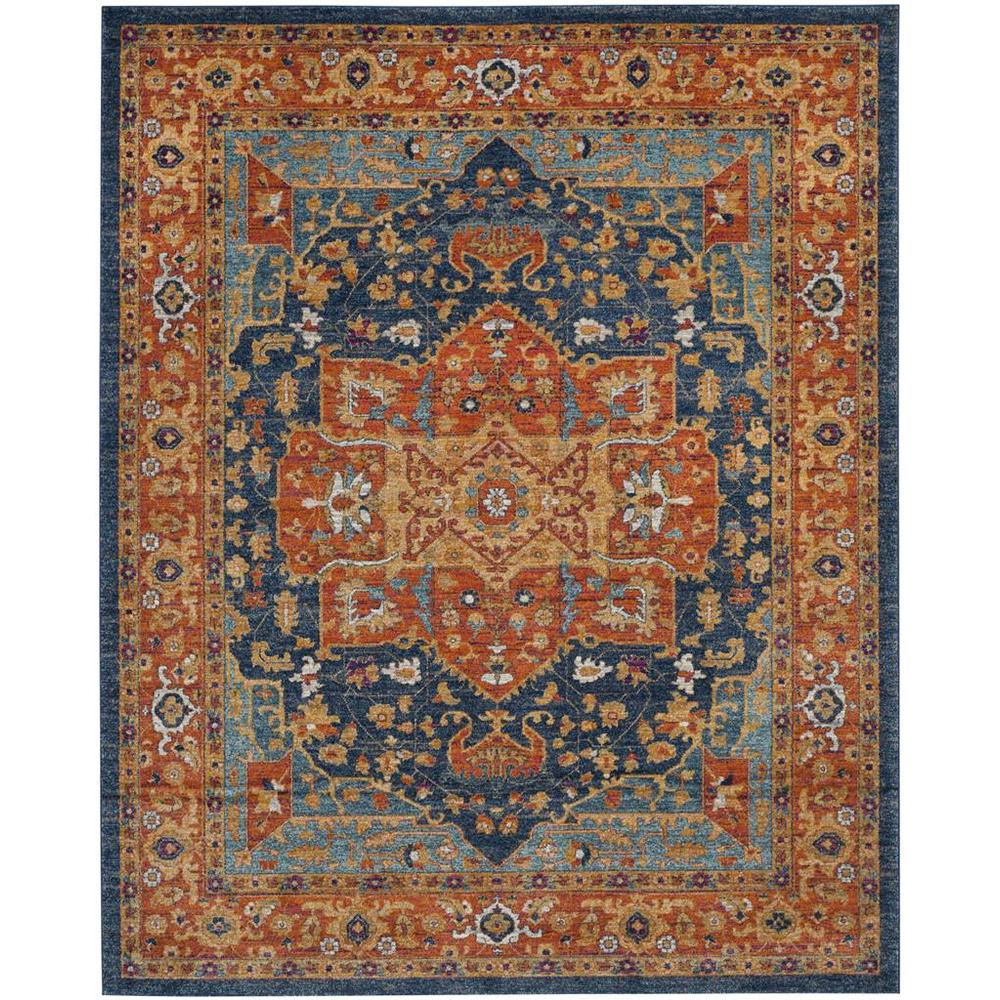 EVOKE, BLUE / ORANGE, 11' X 15', Area Rug. Picture 1