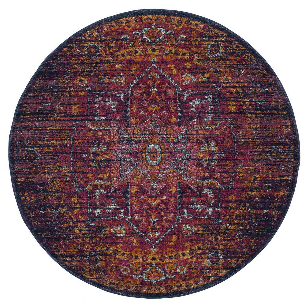 EVOKE, BLUE / FUCHSIA, 3' X 3' Round, Area Rug. Picture 1