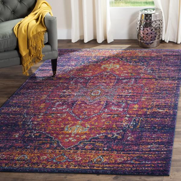 EVOKE, BLUE / FUCHSIA, 5'-1" X 5'-1" Square, Area Rug. Picture 3