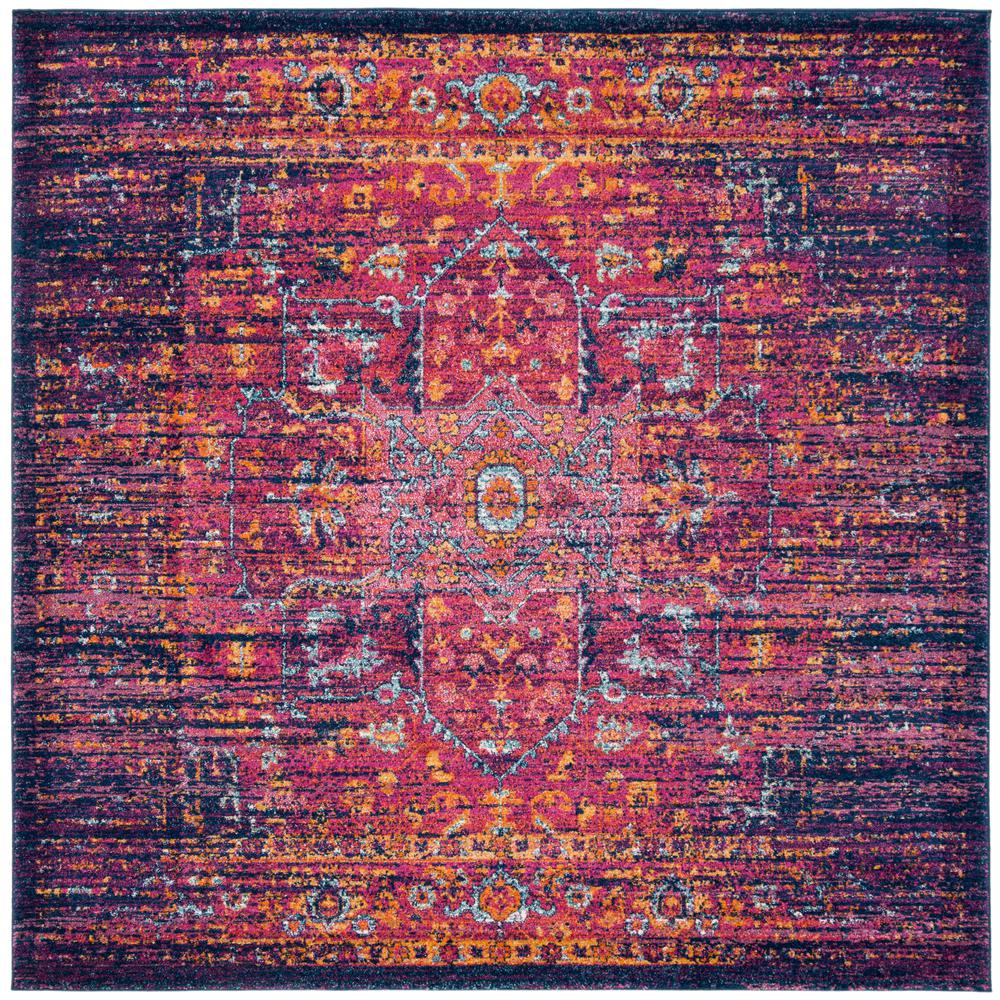 EVOKE, BLUE / FUCHSIA, 5'-1" X 5'-1" Square, Area Rug. Picture 1