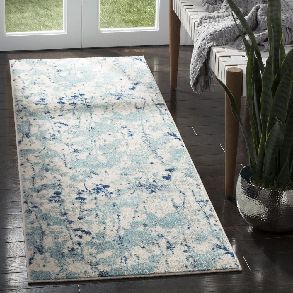 EVOKE, IVORY / BLUE, 2'-2" X 7', Area Rug, EVK284M-27. Picture 1