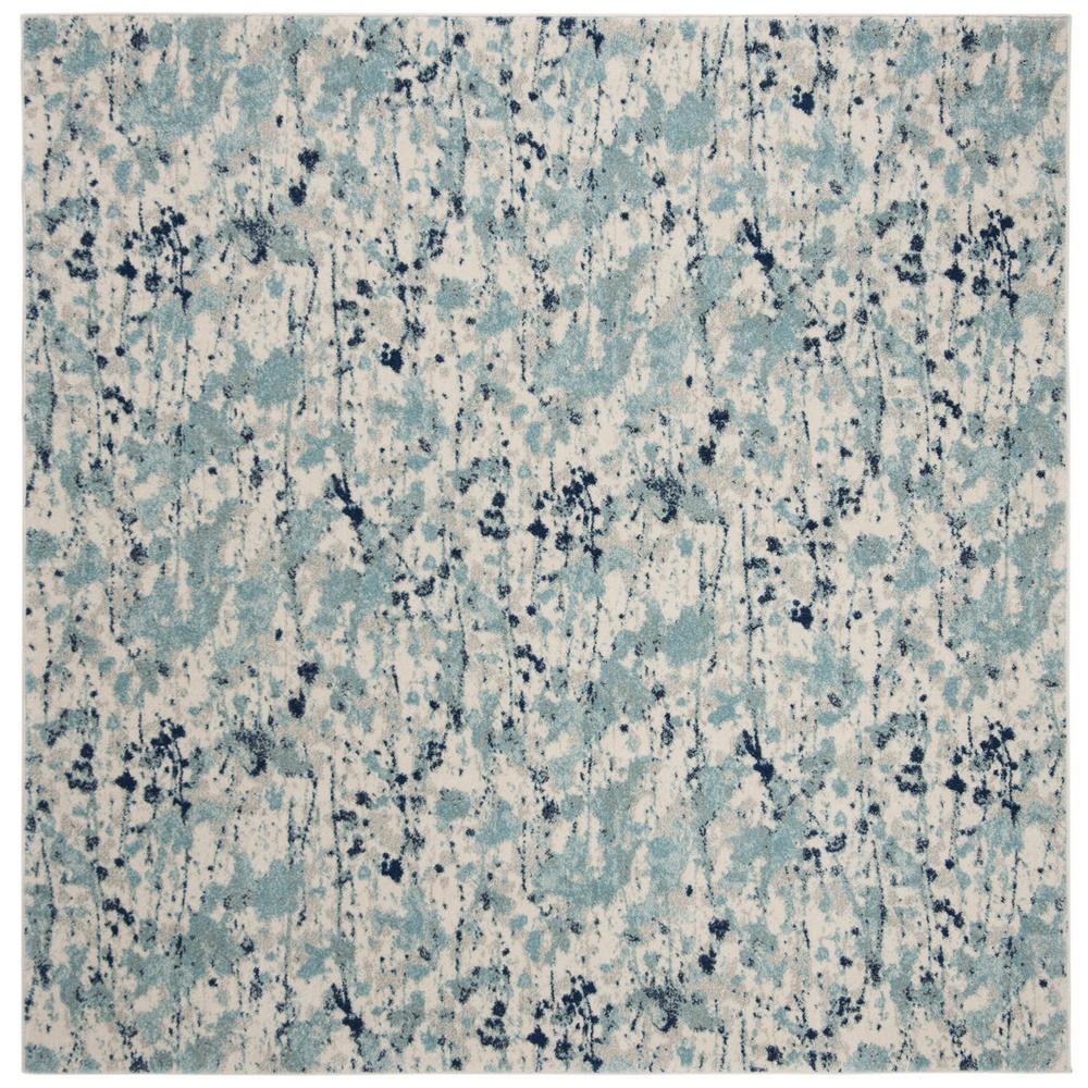 EVOKE, IVORY / BLUE, 6'-7" X 6'-7" Square, Area Rug, EVK284M-7SQ. Picture 1