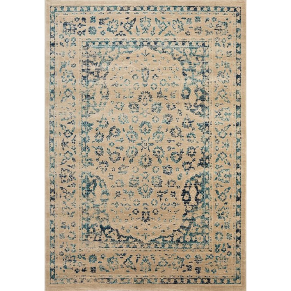 EVOKE, BEIGE / TURQUOISE, 5'-1" X 7'-6", Area Rug, EVK508F-5. Picture 1
