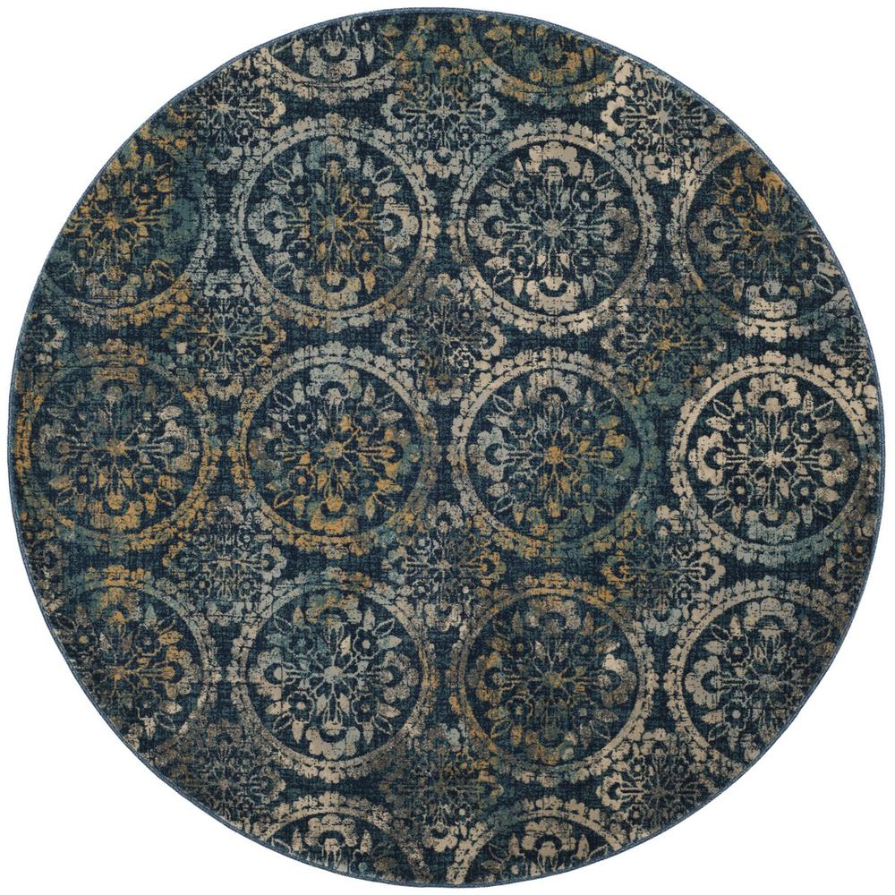 EVOKE, NAVY / CREME, 6'-7" X 6'-7" Round, Area Rug. Picture 1
