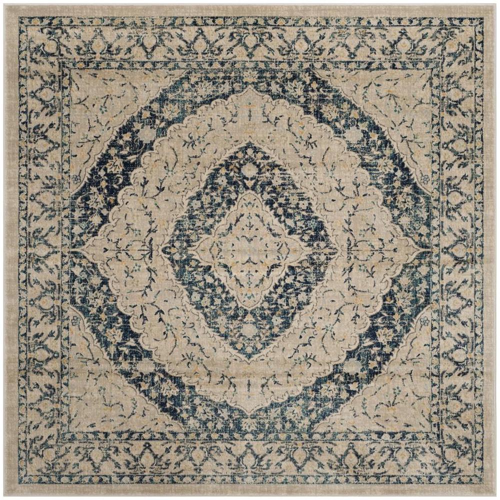 EVOKE, BEIGE / BLUE, 6'-7" X 6'-7" Square, Area Rug. Picture 1