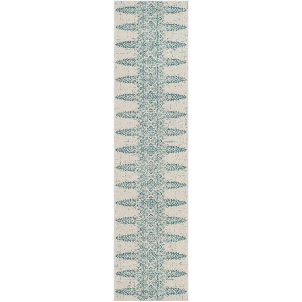 EVOKE, IVORY / TEAL, 2' X 8', Area Rug. Picture 1