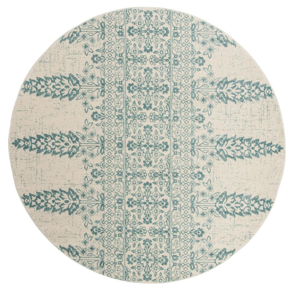 EVOKE, IVORY / TEAL, 6'-7" X 6'-7" Round, Area Rug. Picture 1