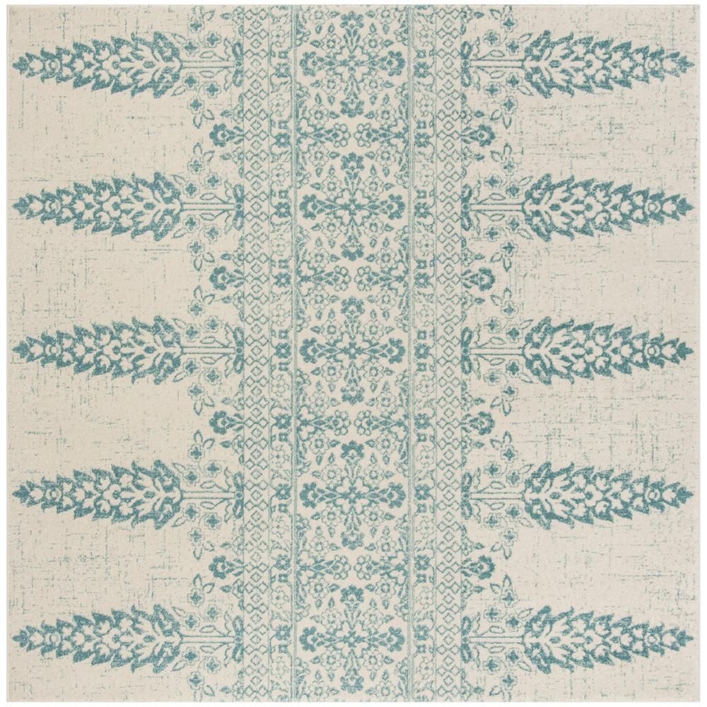 EVOKE, IVORY / TEAL, 6'-7" X 6'-7" Square, Area Rug. Picture 1
