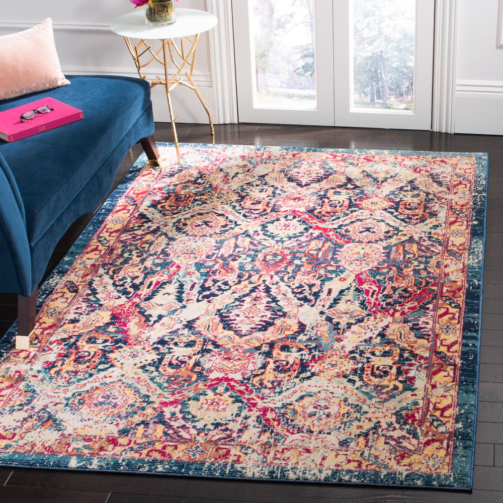 EVOKE, BLUE / FUCHSIA, 5'-1" X 7'-6", Area Rug, EVK523T-5. Picture 4