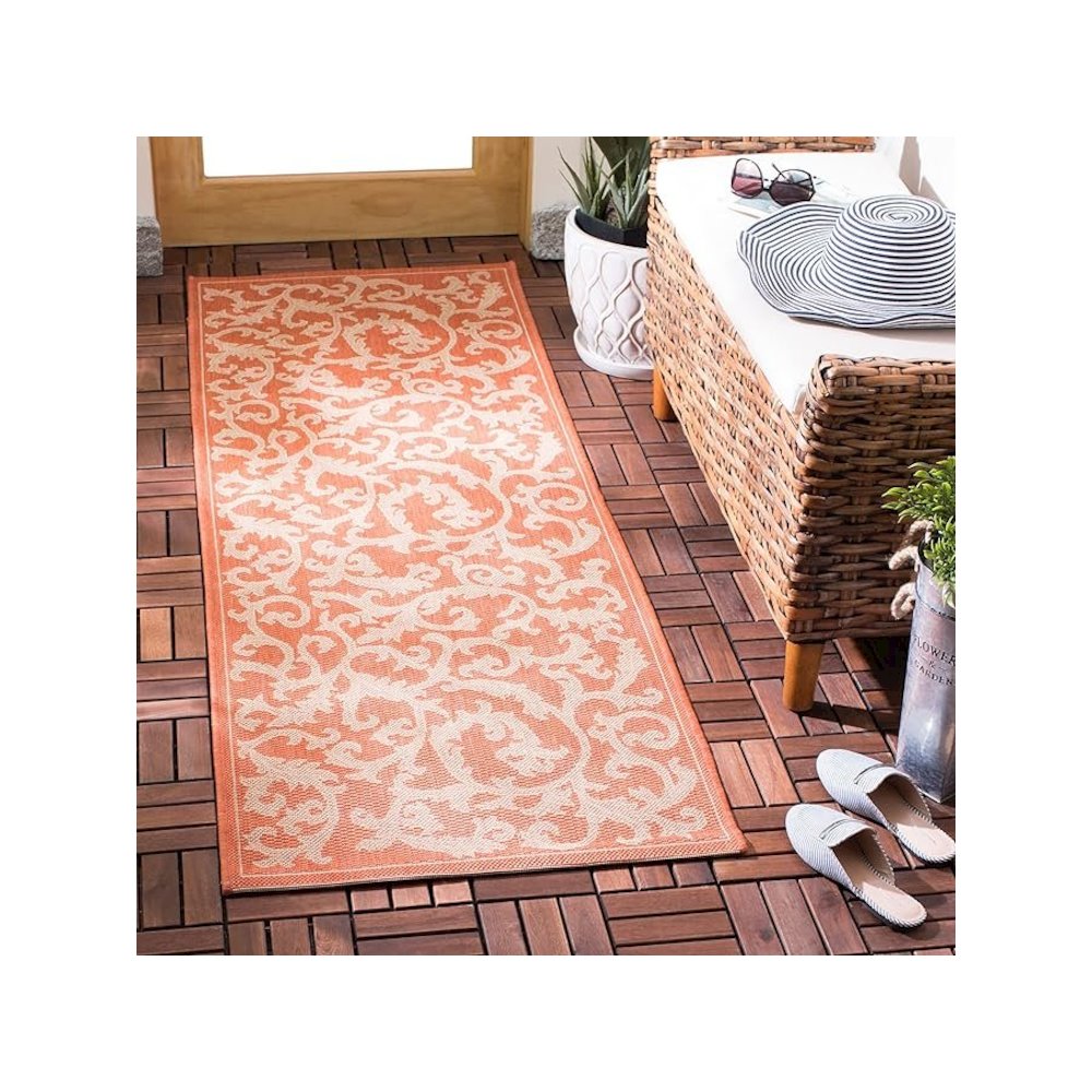 COURTYARD, TERRACOTTA / NATURAL, 4' X 5'-7", Area Rug, CY2653-3202-4. Picture 1