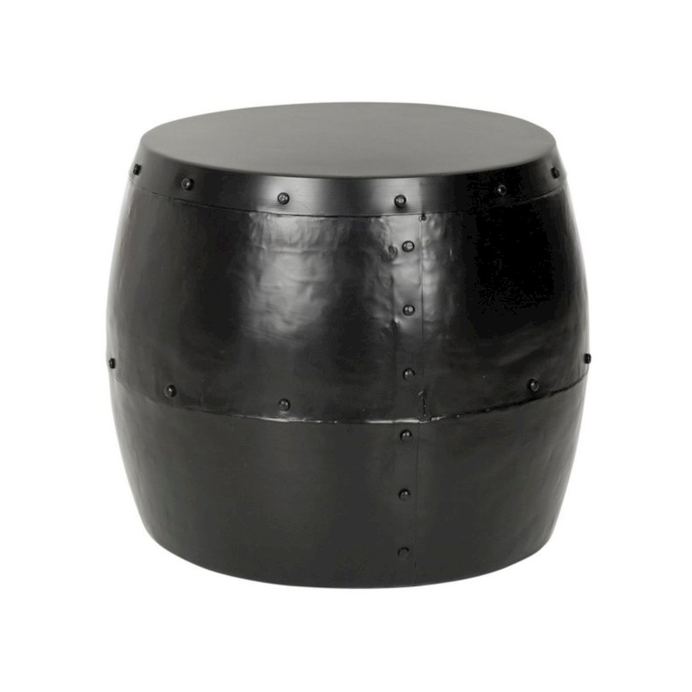 Home Collection Hogan Silver Iron Drum Stool, Black. Picture 1