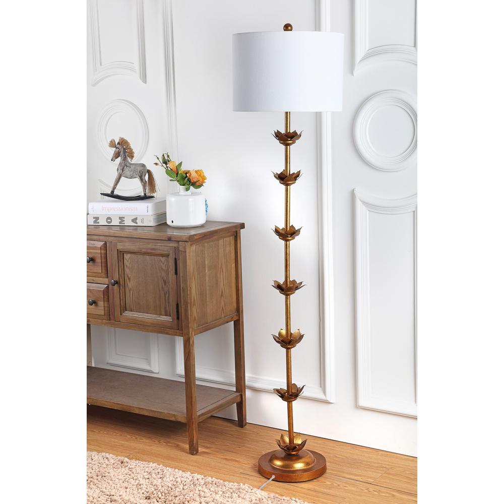 Landen Leaf 63.5-Inch H Floor Lamp, Antique Gold. Picture 2