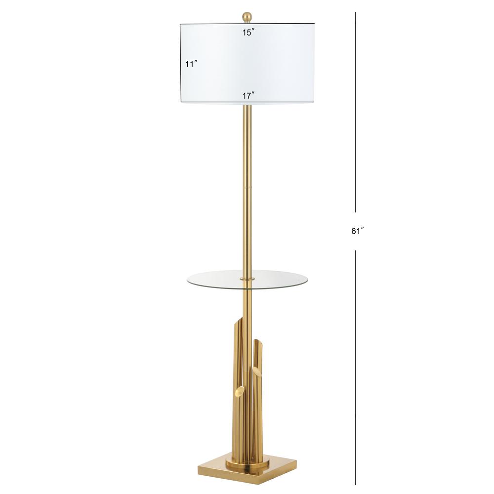 Ambrosio 61-Inch H Floor Lamp Side Table, Brass/Gold. Picture 1