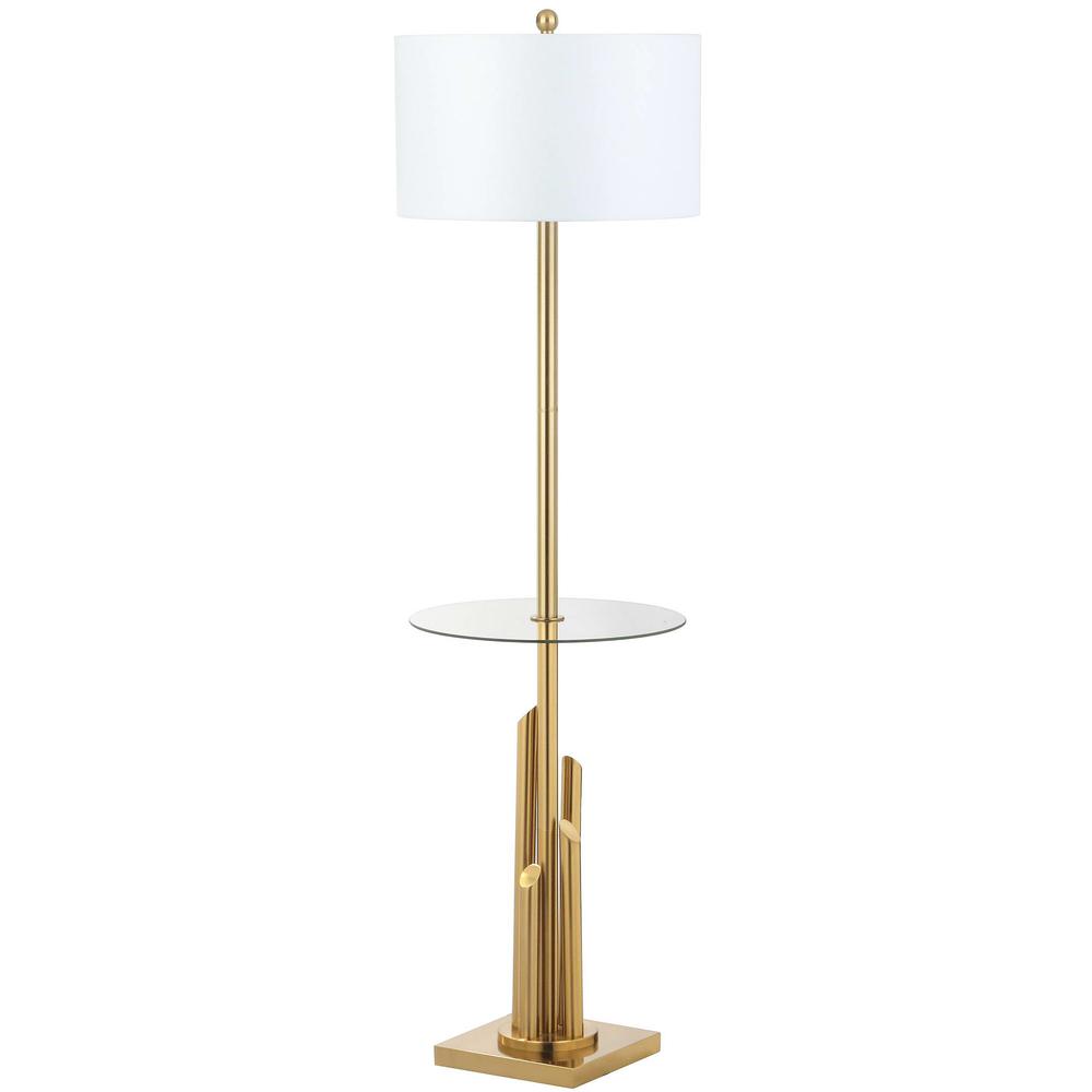 Ambrosio 61-Inch H Floor Lamp Side Table, Brass/Gold. Picture 3