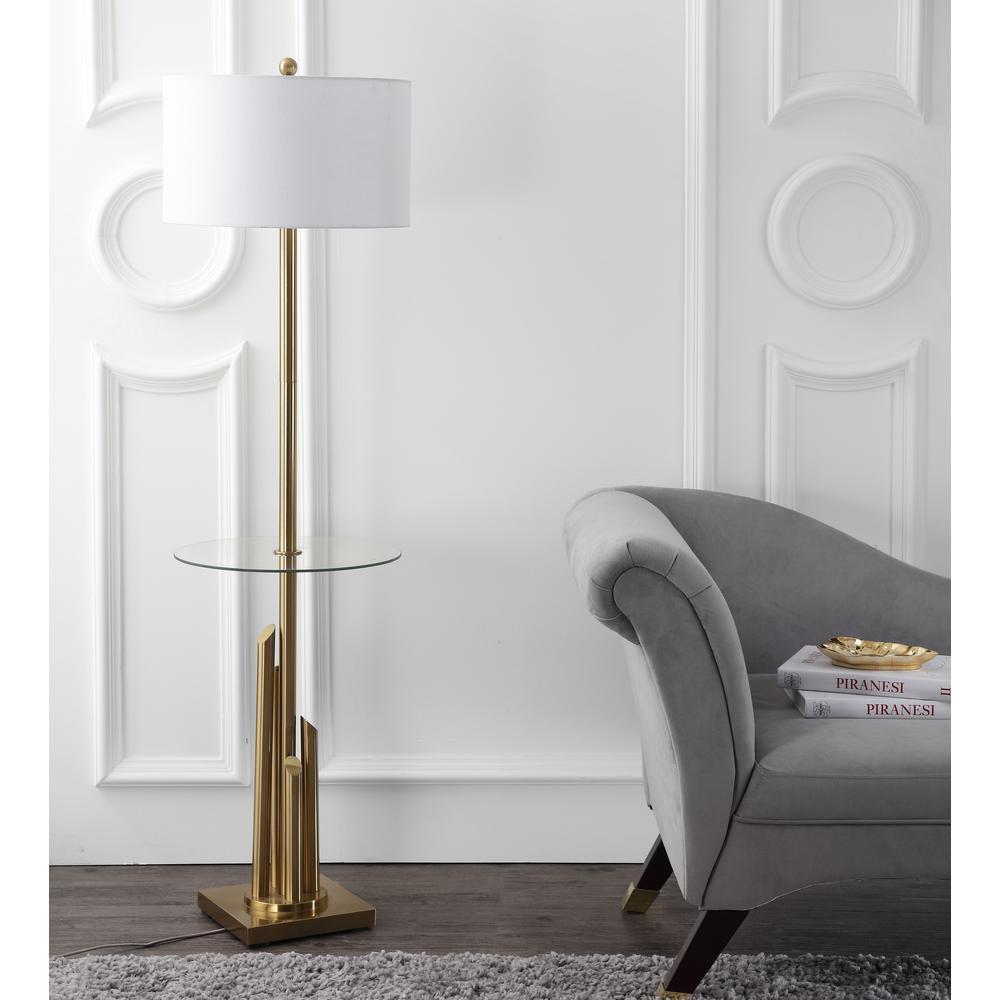 Ambrosio 61-Inch H Floor Lamp Side Table, Brass/Gold. Picture 2